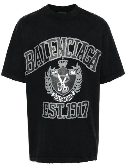 Luxury Balenciaga Trending 2025 DIY College Medium Fit Short Sleeve T-Shirt Black
