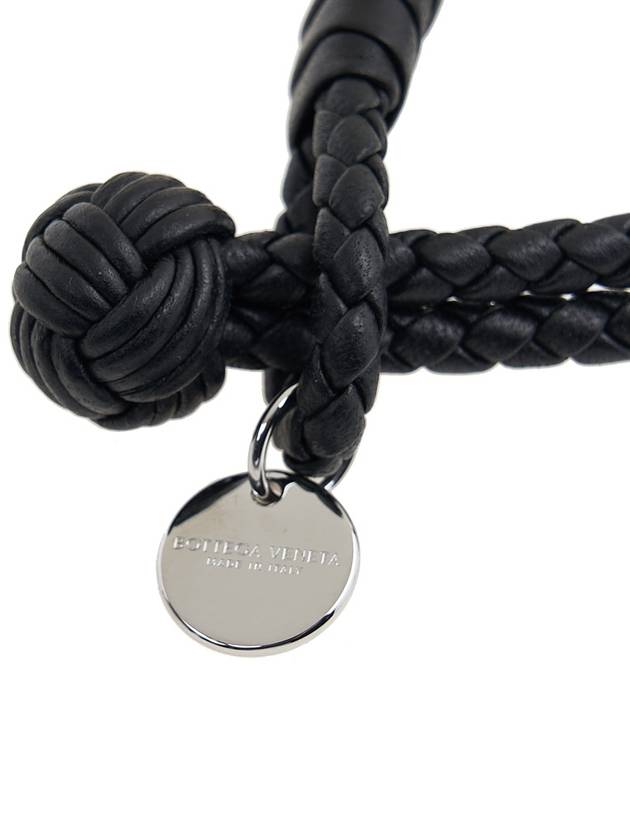 Luxury Bottega Veneta Intrecciato Double Leather Bracelet Black