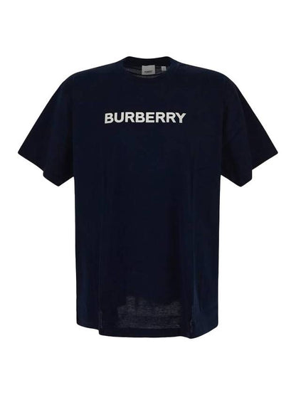 Luxury Burberry Logo Print Short Sleeve T-Shirt Navy