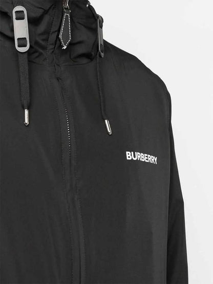 Luxury Burberry Men's Horseferry Logo Hooded Jacket Black