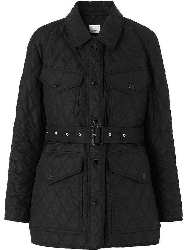 Luxury Burberry Diamond Quilted Nylon Canvas Field Jacket Black