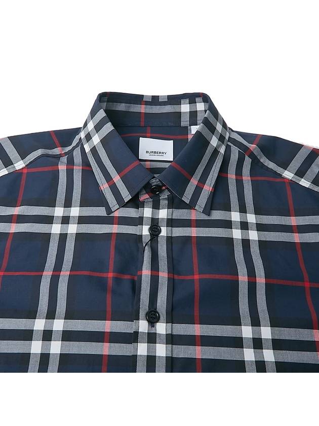 Luxury Burberry Men's Vintage Check Long Sleeve Shirt Navy