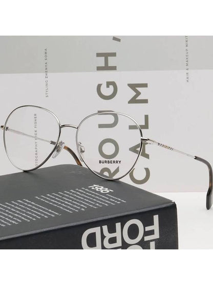 Luxury Burberry Eyewear Felicity Round Frame Eyeglasses Silver