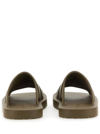Luxury Bottega Veneta Flintston Intrecciato Matte Rubber Sandals Solid