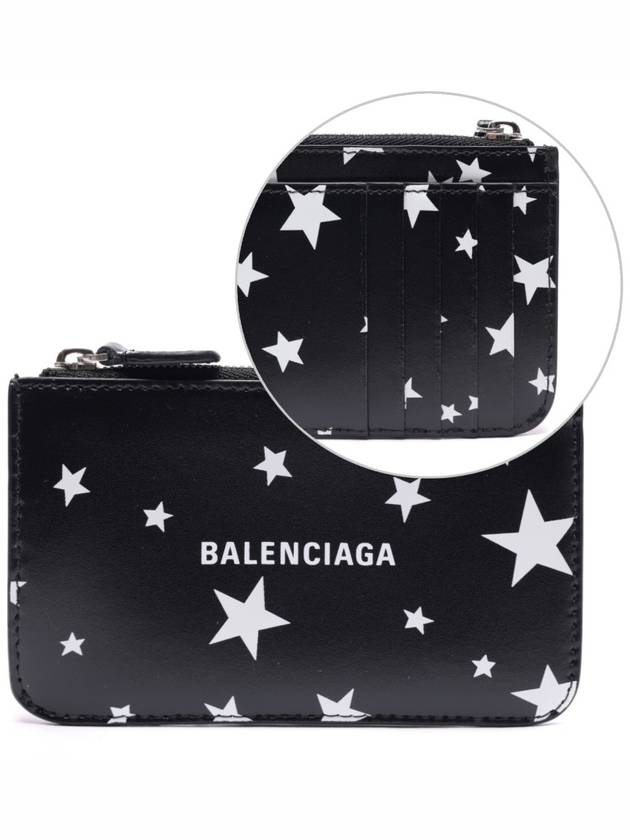 Luxury Balenciaga Trending 2025 Stars And Moon Print Card Wallet Black