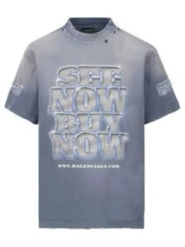 Luxury Balenciaga Trending 2025 See Now Buy Now Short Sleeve T-Shirt Blue