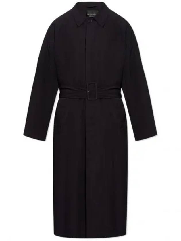 Luxury Balenciaga Trending 2025 Belted Maxi Trench Coat Black