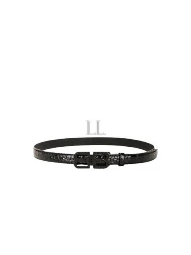 Luxury Balenciaga Trending 2025 BB Hourglass Leather Belt Black
