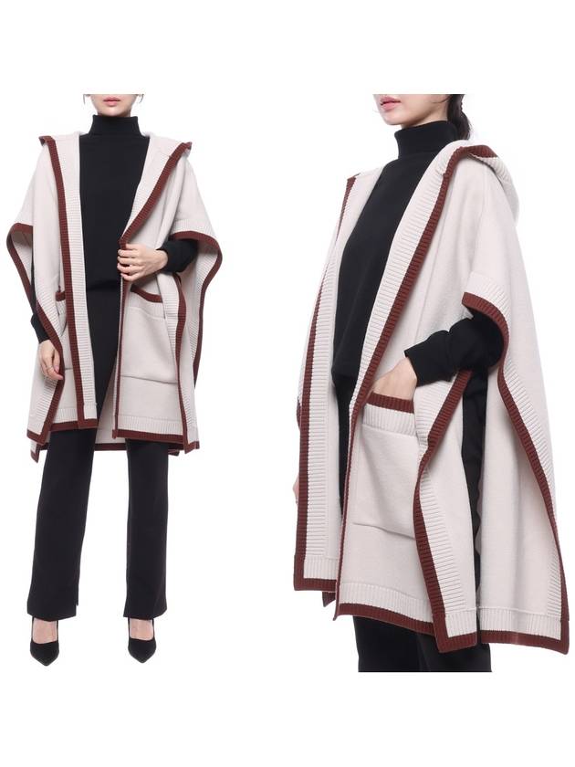 Luxury Burberry Logo Wool Cashmere Cape Ivory