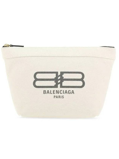 Luxury Balenciaga Trending 2025 Logo Print Jumbo Pouch Bag Ivory