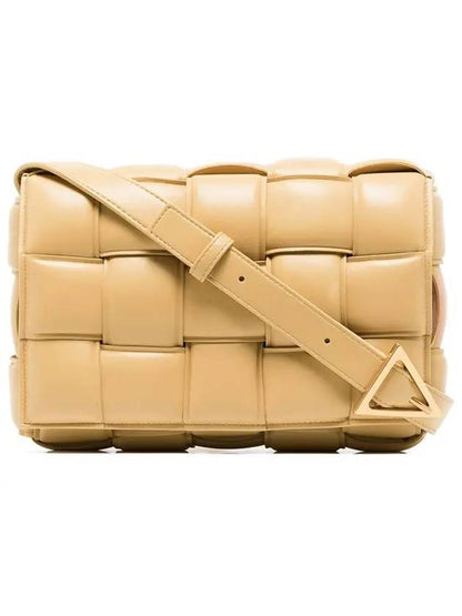 Luxury Bottega Veneta Gold Padded Cassette Cross Bag Almond