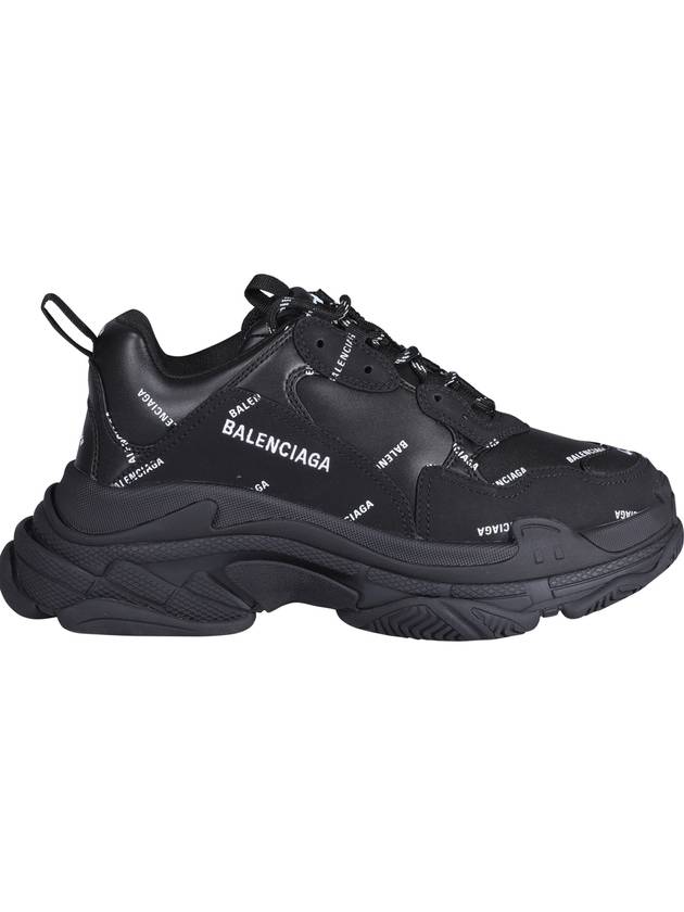 Luxury Balenciaga Trending 2025 Allover Logo Triple S Low Top Sneakers Black