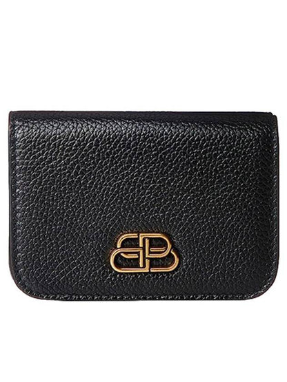 Luxury Balenciaga Trending 2025 Gold BB Logo Half Wallet Black