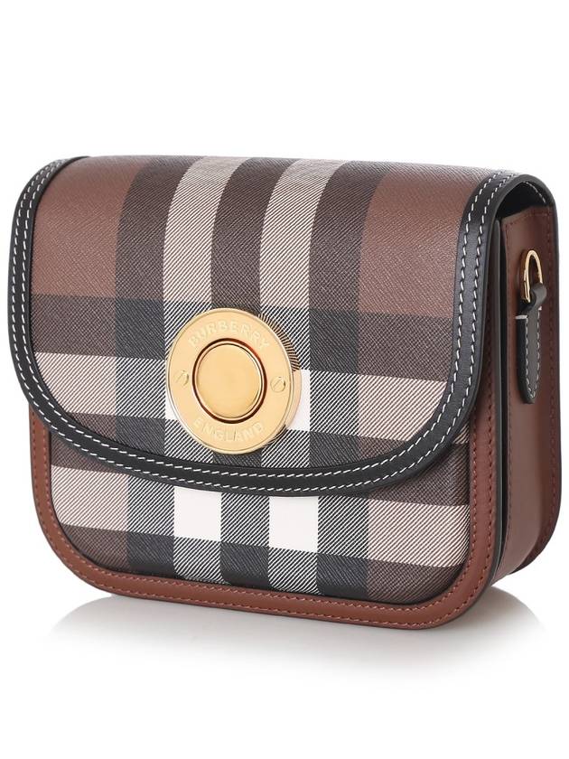 Luxury Burberry Elizabeth Check Leather Small Shoulder Bag Brown