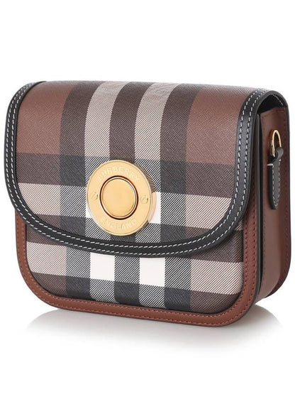 Luxury Burberry Elizabeth Check Leather Small Shoulder Bag Brown