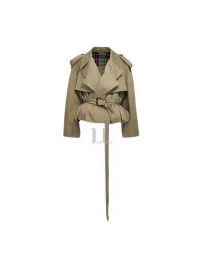 Luxury Balenciaga Trending 2025 Fold Cotton Twill Short Trench Coat Beige