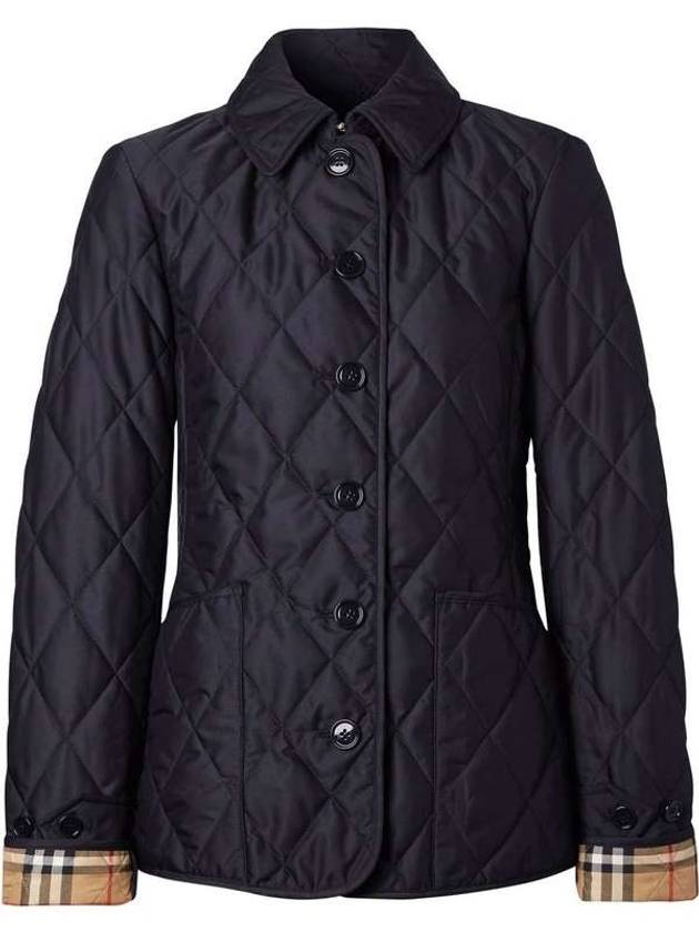 Luxury Burberry WoMen's Diamond Quilted Thermoregulated Check Jacket Midnight