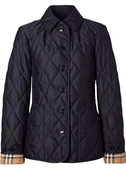 Luxury Burberry WoMen's Diamond Quilted Thermoregulated Check Jacket Midnight