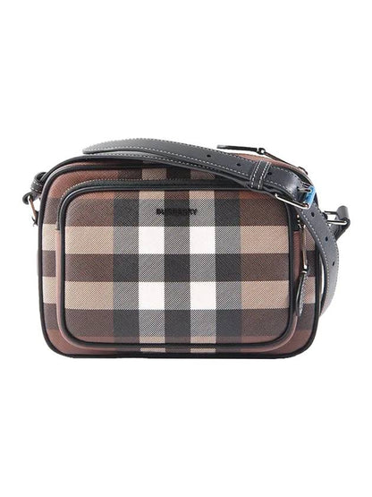 Luxury Burberry Men's Check Logo Messenger Cross Bag Brown