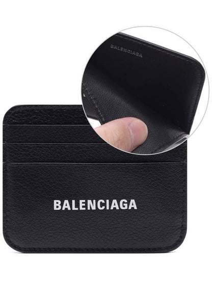 Luxury Balenciaga Trending 2025 White Logo 3-Fold Card Wallet Black
