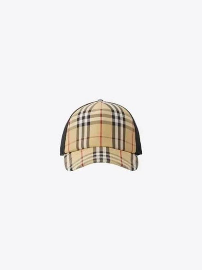 Luxury Burberry Check Mesh Ball Cap Beige