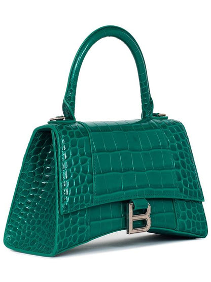Luxury Balenciaga Trending 2025 Hourglass Crocodile Small Tote Bag Green