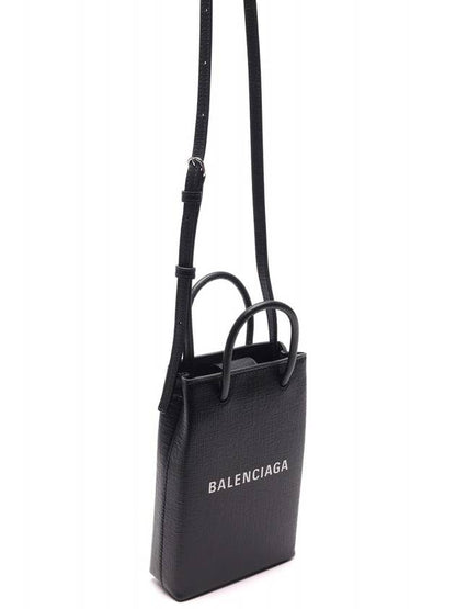 Luxury Balenciaga Trending 2025 Logo Print Phone Holder Small Cross Bag Black