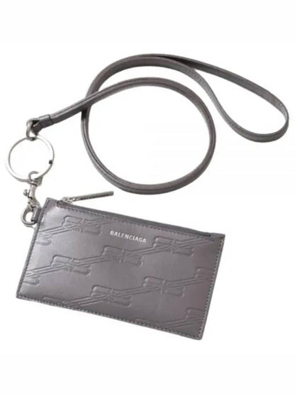 Luxury Balenciaga Trending 2025 BB Monogram Case On Keyring Card Wallet Grey
