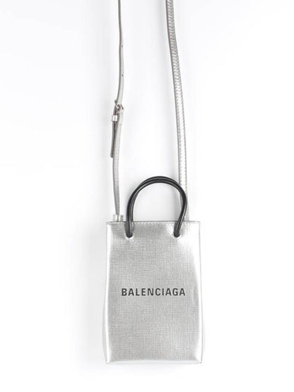 Luxury Balenciaga Trending 2025 Phone holder cross bag silver
