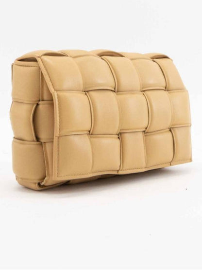 Luxury Bottega Veneta Gold Padded Cassette Cross Bag Almond