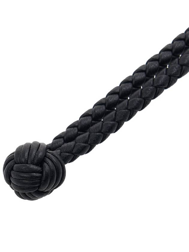 Luxury Bottega Veneta Intrecciato Double Leather Bracelet Black