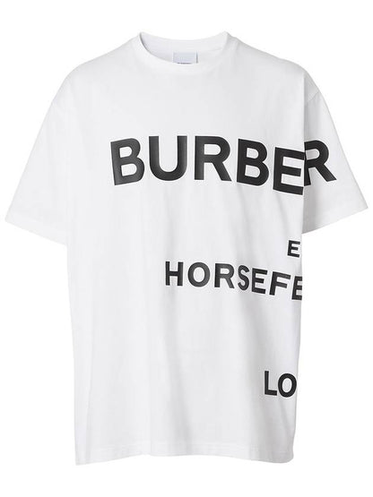 Luxury Burberry Men's Horseferry Logo Overfit Short Sleeve T-Shirt White
