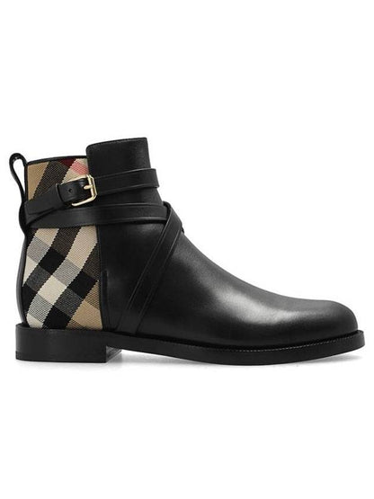 Luxury Burberry House Checked Leather Chelsea Boots Black