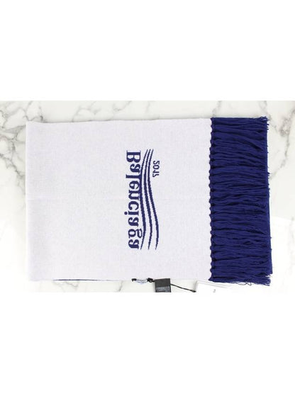 Luxury Balenciaga Trending 2025 Wave logo wool muffler blue