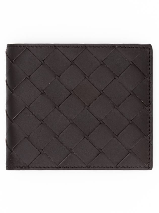 Luxury Bottega Veneta Intrecciato Leather Half Wallet Brown