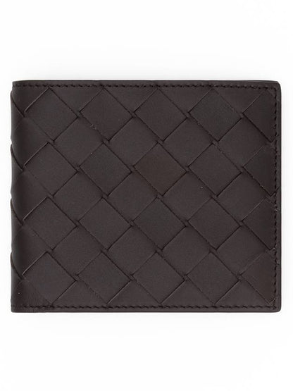 Luxury Bottega Veneta Intrecciato Leather Half Wallet Brown