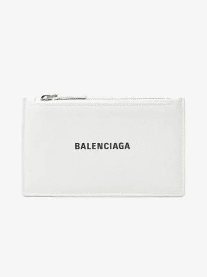 Luxury Balenciaga Trending 2025 Logo Print Zipper Card Wallet White