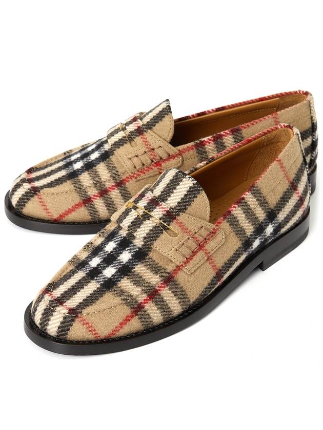 Luxury Burberry Checked Wool Loafers Archive Beige