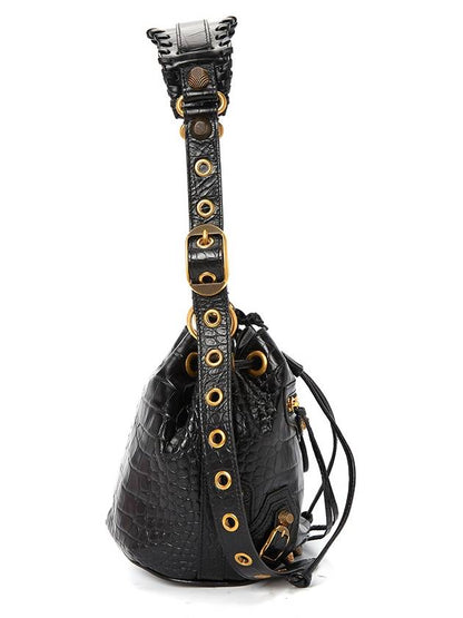 Luxury Balenciaga Trending 2025 Le Cagole XS Leather Bucket Bag Black