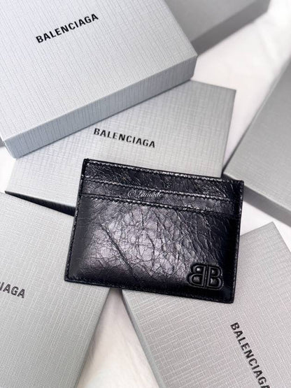 Luxury Balenciaga Trending 2025 Monaco Card Wallet Black