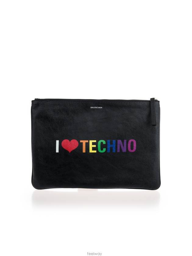 Luxury Balenciaga Trending 2025 I Love Techno Clutch Bag Black