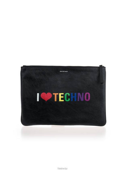 Luxury Balenciaga Trending 2025 I Love Techno Clutch Bag Black