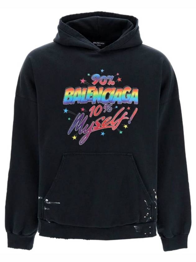 Luxury Balenciaga Trending 2025 Logo Graphic Print Cotton Oversized Hoodie Black