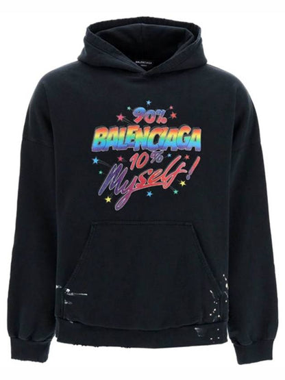 Luxury Balenciaga Trending 2025 Logo Graphic Print Cotton Oversized Hoodie Black