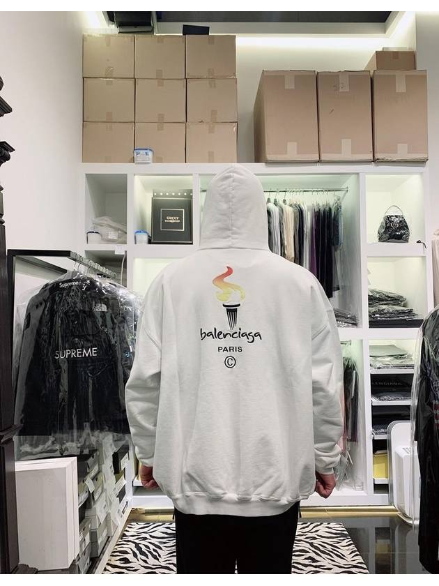 Luxury Balenciaga Trending 2025 Embroidered Flame Logo Hoodie White