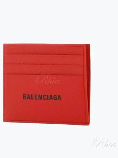 Luxury Balenciaga Trending 2025 Logo Print Leather Card Wallet Red