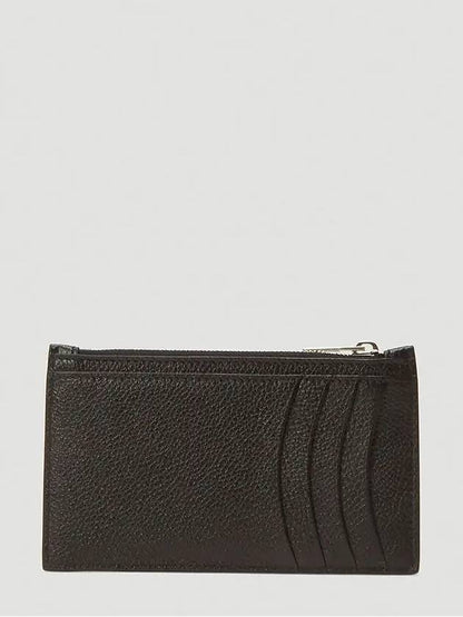 Luxury Balenciaga Trending 2025 Hourglass Zipper Leather Card Wallet Black Silver