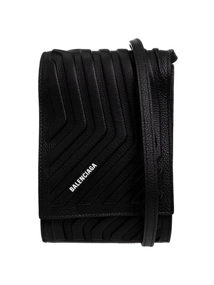 Luxury Balenciaga Trending 2025 Grain Calfskin Car Strap Phone Cross Bag Black