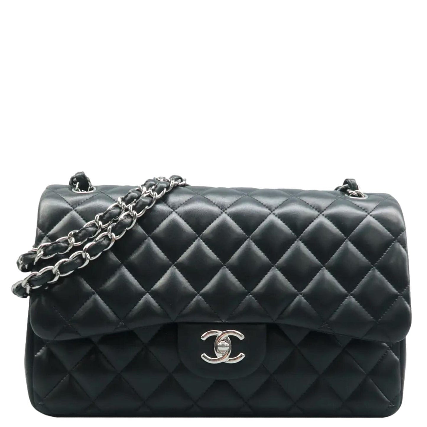 CHANEL Jumbo Classic Double Flap Quilted Leather Shoulder Bag Black