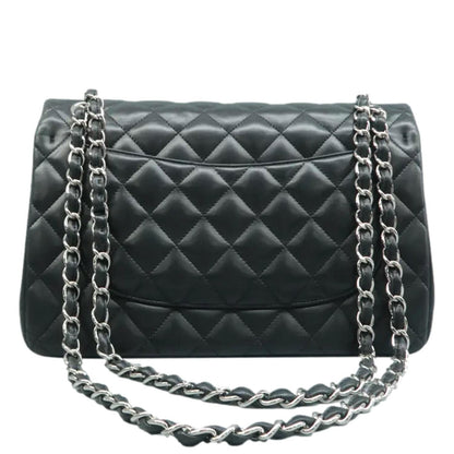 CHANEL Jumbo Classic Double Flap Quilted Leather Shoulder Bag Black